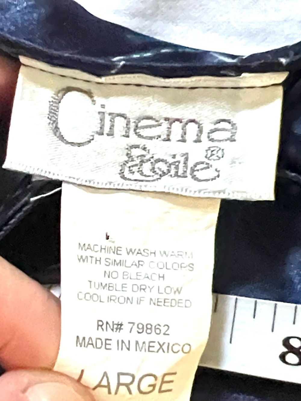 VTG/Y2K Cinema Etoile Sheer Slip Dress Navy Blue Floral Satin Coquette Size L - Picture 4 of 9